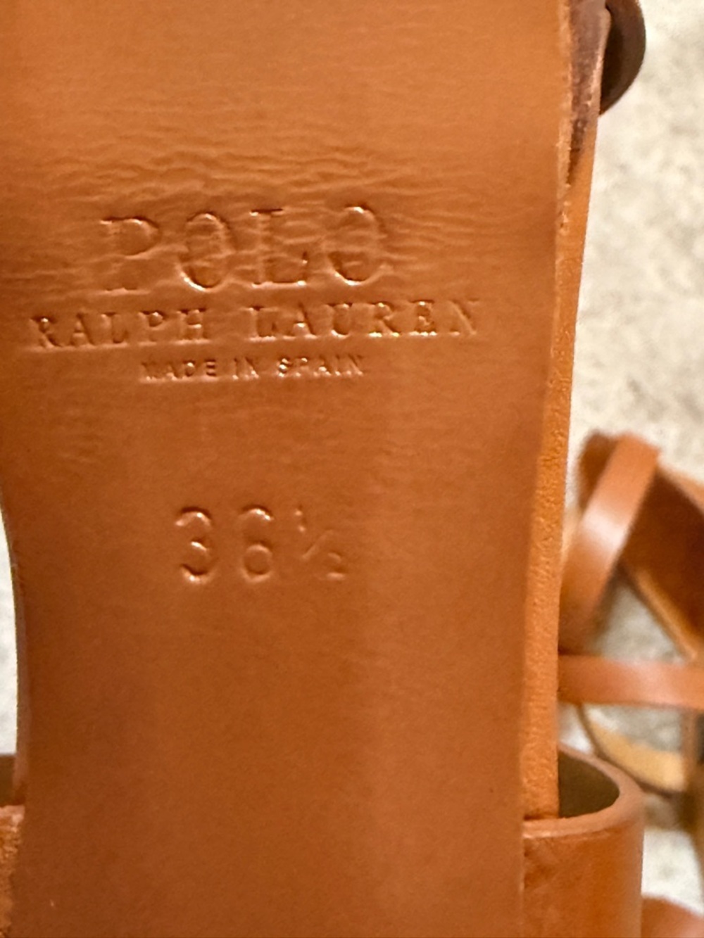 Polo by Ralph Lauren Tan Leather Crisscross Ankle Strap Heels- Size 36.5 - Picture 7 of 7